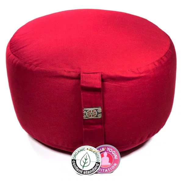 Meditatiekussen rood extra hoog BIO -- 3200 g; 36x22 cm