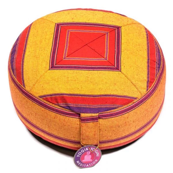 Meditatiekussen rood/oranje patroon multi -- 33x17 cm