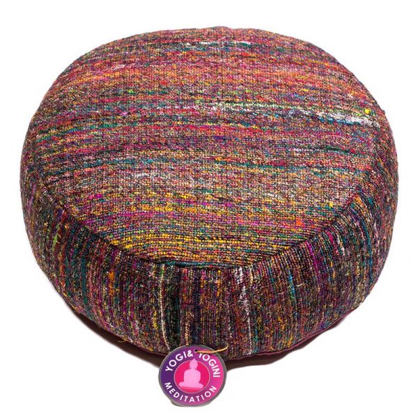 Meditatiekussen veelkleurig vintage zijde -- 33x17 cm