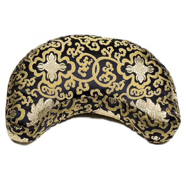 Meditatiekussen zwart goudbrokaat halve maan -- 1300 g; 33x1