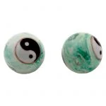 Meridiaankogels Yin Yang wit/groen gemarmerd -- 4 cm