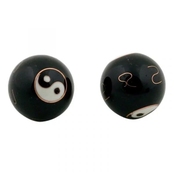 Meridiaankogels Yin Yang zwart -- 3.5 cm