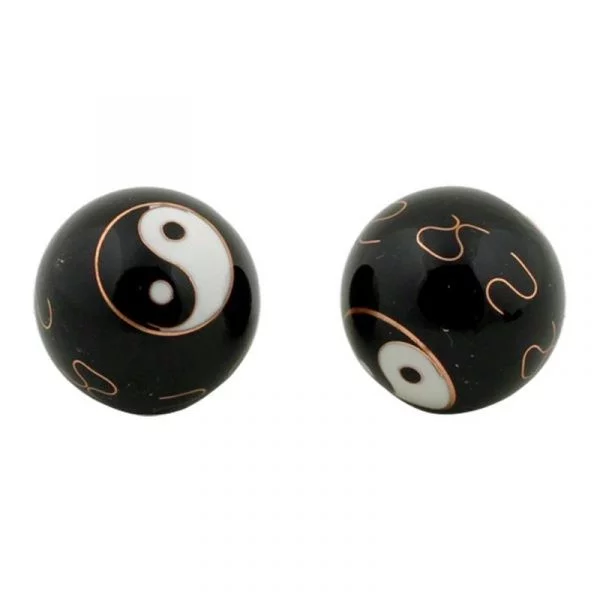 Meridiaankogels Yin Yang zwart -- 4 cm
