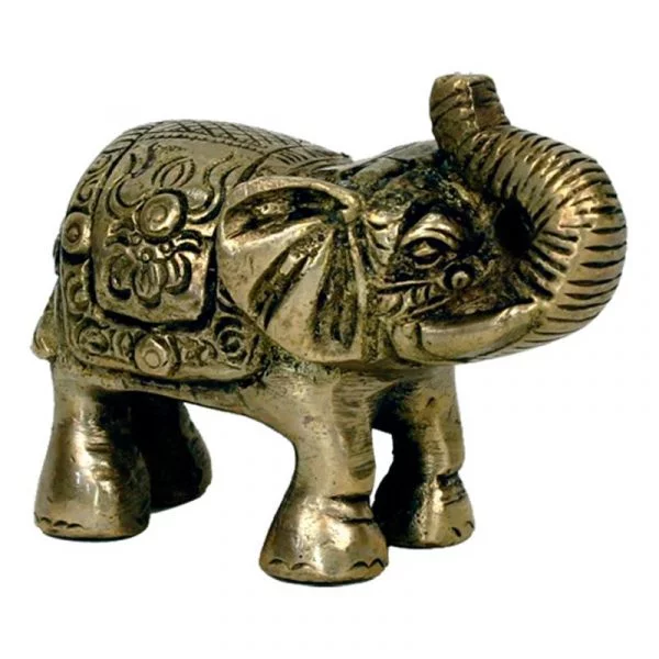 Minibeeldje olifant messing -- 185 g; 7x7.5 cm