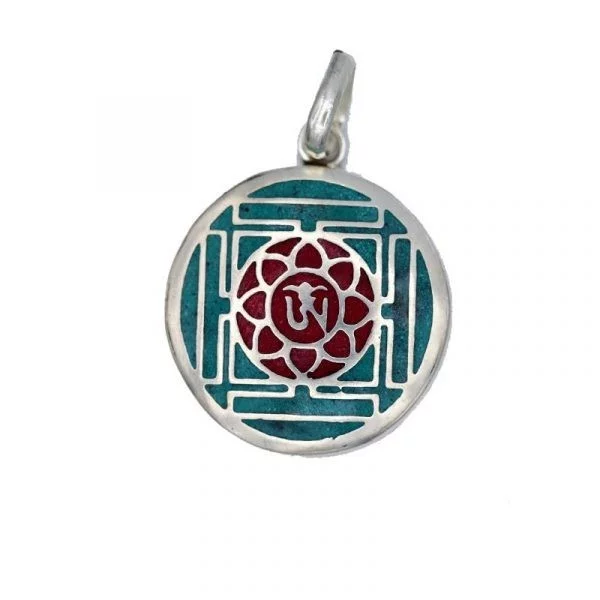 Ohm hanger turquoise met rood -- 3 cm