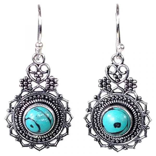 Oorbellen bohemian messing zilverkleurig -- 3 cm