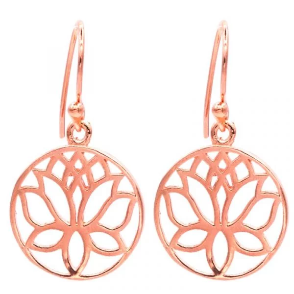 Oorbellen lotus messing koperkleur -- 1.8 cm