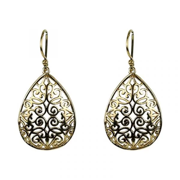 Oorbellen messing druppelvorm goudkleurig -- 3 cm