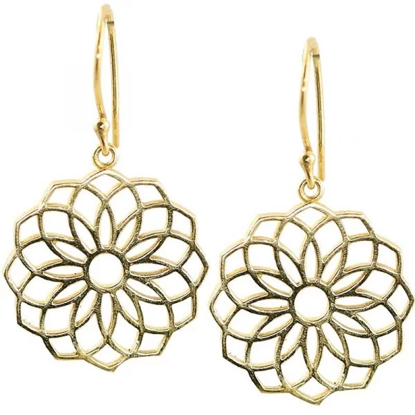 Oorbellen seed of life messing goudkleurig -- 2.5 cm