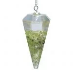 Orgoniet pendel peridoot facet geslepen -- 11 g; 4 cm