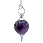 Pendel amethist bolvorm chakraketting -- 24 g; 4x2 cm