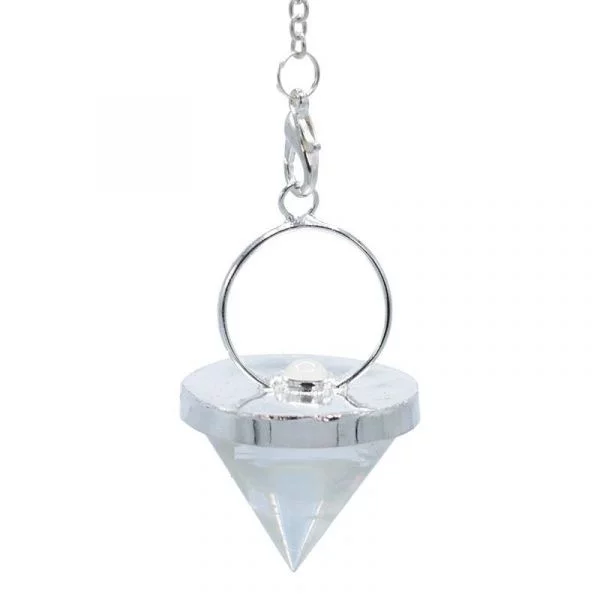 Pendel bergkristal kegelvorm met maansteen -- 3.2 cm