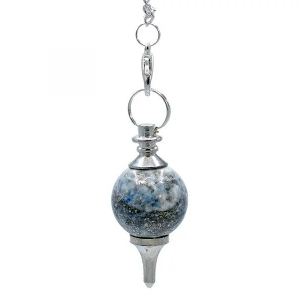 Pendel gepolijste Lapis Lazuli & metaal -- 12 g; 3.5x1.7 cm