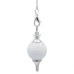 Pendel gepolijste witte agaat & metaal -- 12 g; 3.5x1.7 cm