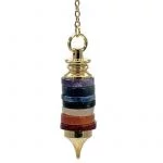 Pendel halfedelsteenringen chakrakleuren -- 14 g; 4.5x1 cm