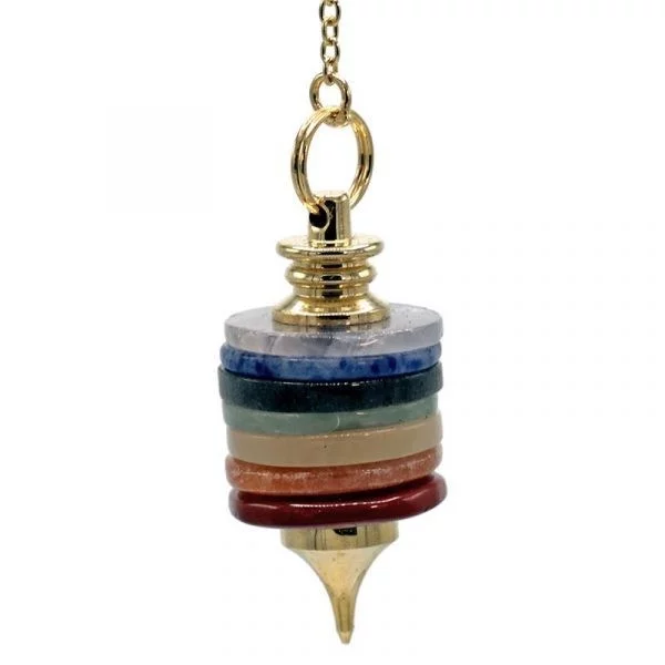 Pendel met ringen chakrakleuren groot -- 16 g; 4x1.8 cm