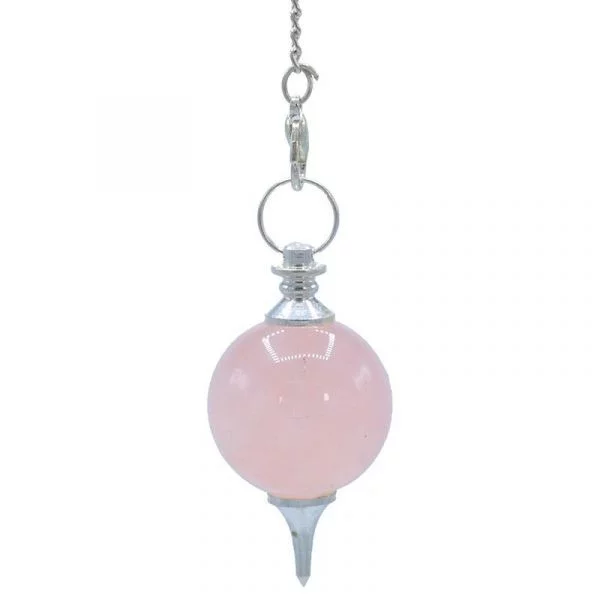 Pendel rozenkwarts bol & chakraketting -- 24 g; 4.5 cm