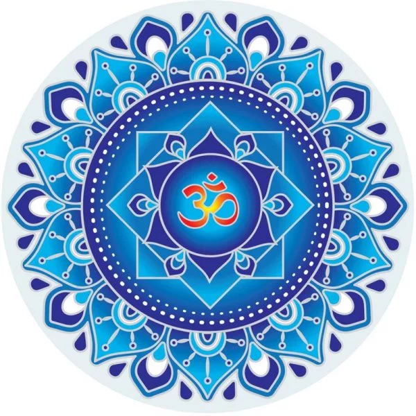 Raamsticker Blauwe Om Mandala -- 14 cm