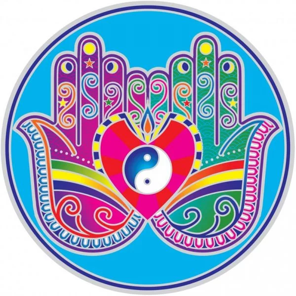 Raamsticker Genezende Handen Mandala -- 14 cm