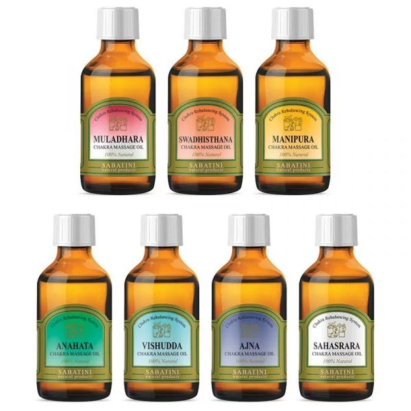 Set: 7 x Chakra massageolie -- 7x100ml
