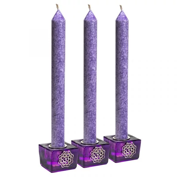 Set: Kruinchakra kubus kaarshouders + kaarsen