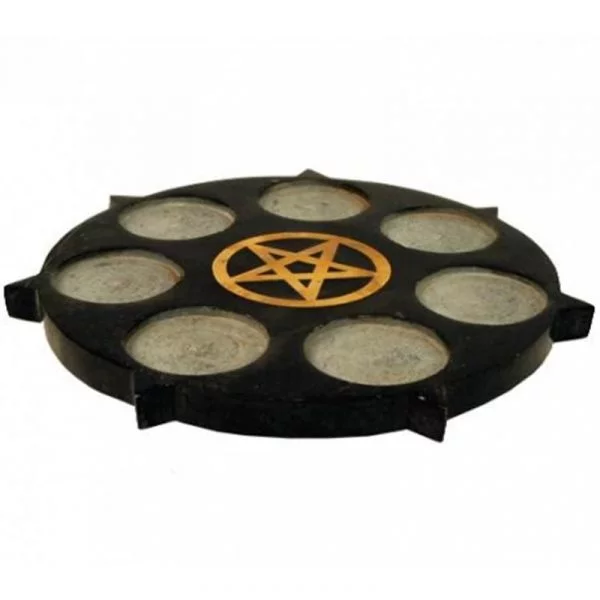 Sfeerlichthouder Pentagram zwart zeepsteen -- 25 cm