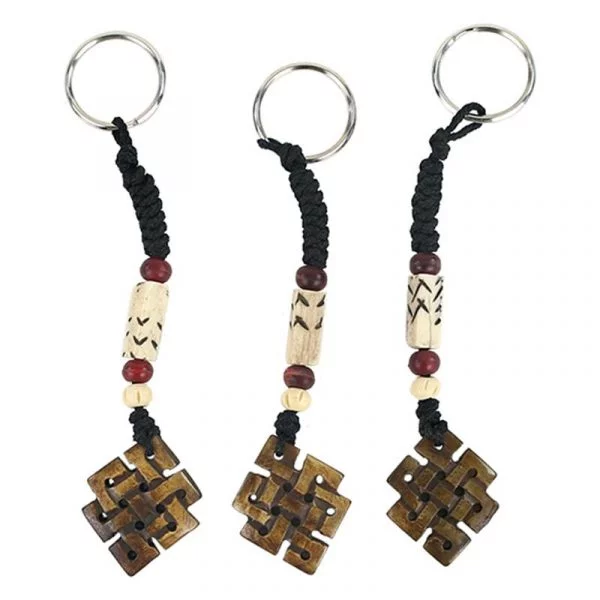 Sleutelhanger Oneindige knoop bruin -- 12 cm