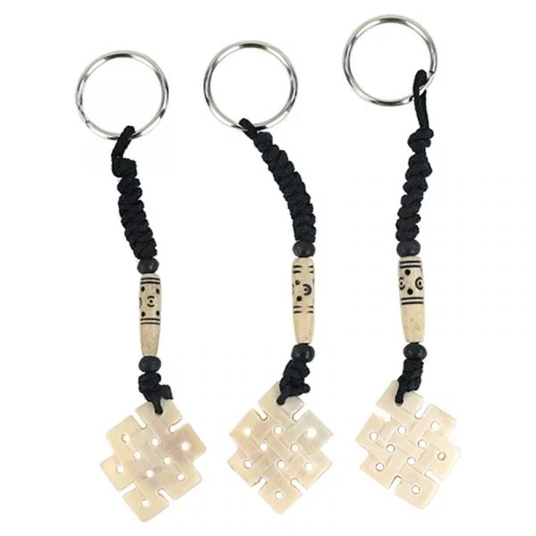 Sleutelhanger Oneindige knoop wit -- 12 cm