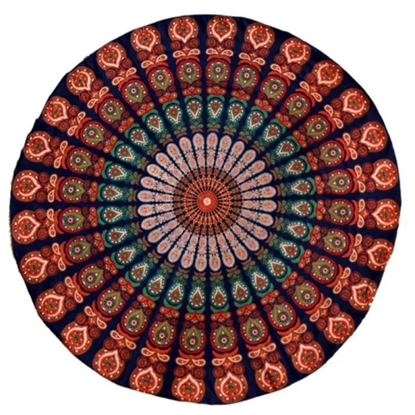 Strandlaken mandala blauw/oranje -- 550-650 g; 150 cm
