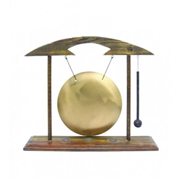 Tafelgong hout en metaal -- 50x10x42 cm