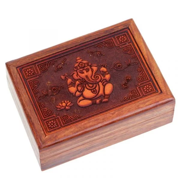 Tarotdoos Ganesha gegraveerd -- 17.5x13x6.5 cm