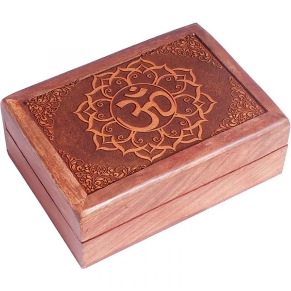 Tarotdoos OM gegraveerd -- 17.5x13x6.5 cm