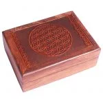 Tarotdoos bloem des levens gegraveerd -- 17.5x13x6.5 cm