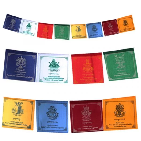 Tibetaanse gebedsvlag Acht Voorspoed Symbolen -- 25x21x205 c