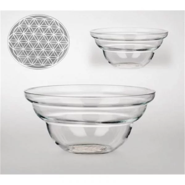 Vital schaal Cotula klein met Bloem des Levens wit -- 12 cm