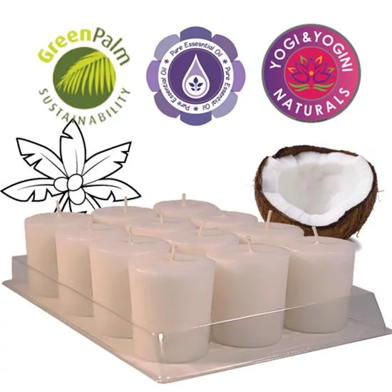 Votief kaars Green Palm kokoswas geurloos -- 4.5x4 cm