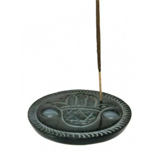 Wierook en kegeltjes brander Hand Fatima zeepsteen -- 10 cm