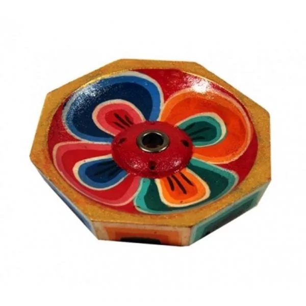Wierookbrander Lotus gelakt hout kleiner -- 6 cm