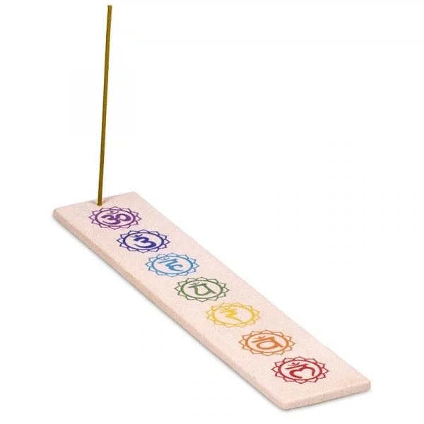 Wierookhouder zandsteen 7 chakra's langwerpig -- 25.5x5 cm