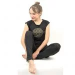 Yoga T-shirt Bloem des Levens' zwart S