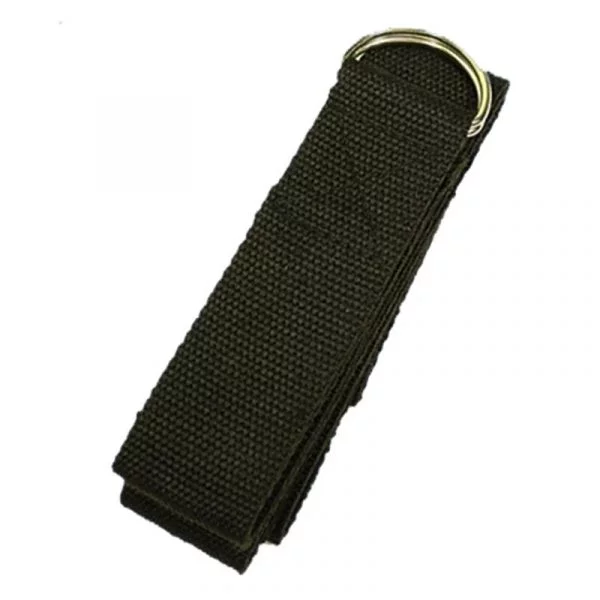 Yoga riem D-ring zwart katoen -- 183x4 cm
