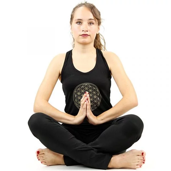 Yoga top 'Bloem des Levens' zwart M