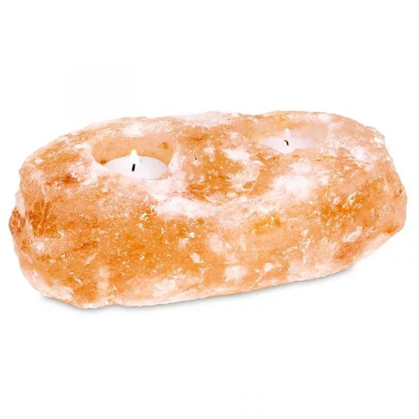 Zoutkristal sfeerlicht 2 waxinelichtjes -- 2000-3000g