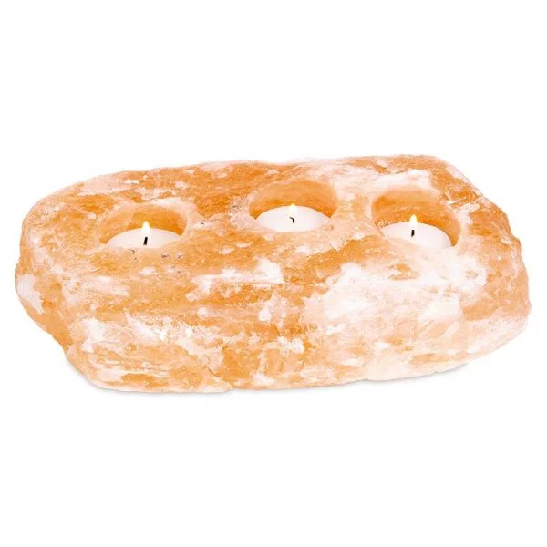 Zoutkristal sfeerlicht 3 waxinelichtjes -- 3000-4000g