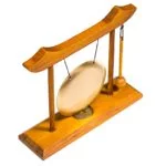 Tafelgong met klopper en roodhouten frame -- 25x22 cm - Afbeelding 2