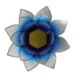 Lotus sfeerlicht blauw/wit 2-kleurig goudrand -- 13.5 cm - Afbeelding 2