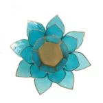 Lotus sfeerlicht blauw 5e chakra goudrand -- 13.5 cm - Afbeelding 2