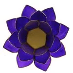 Lotus sfeerlicht indigo 6e chakra goudrand -- 13.5 cm - Afbeelding 2
