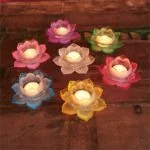 Sfeerlicht Lotus glas blauw -- 5.5x12 cm - Afbeelding 3