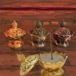 Wierookbrander Lotus goudkleurig -- 7.8x6.9x6.9 cm - Afbeelding 2